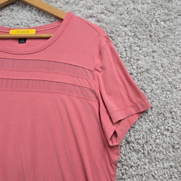 St John Shirt Womens XL Pink Pullover Silk Trim Lightweight Minimalist READ - Picture 3 of 12